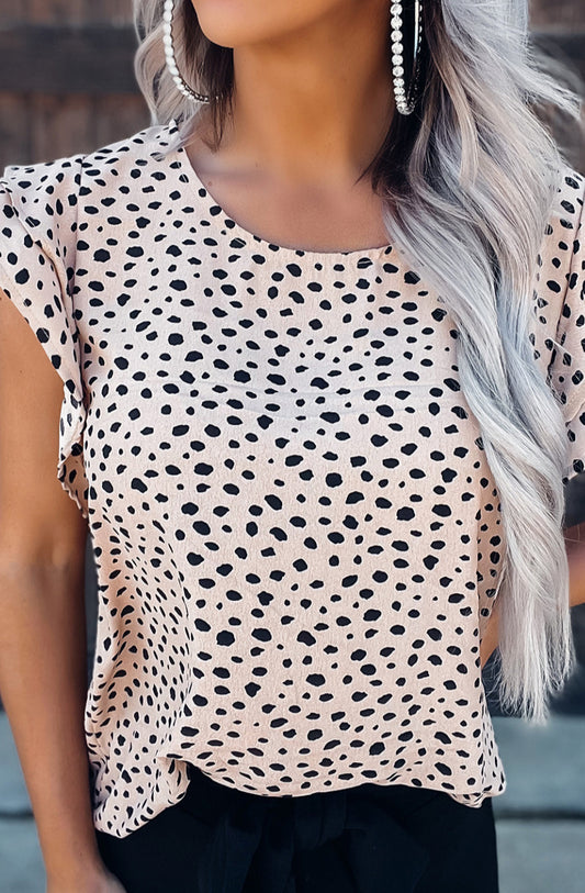 Leopard Spotted Ruffle Top